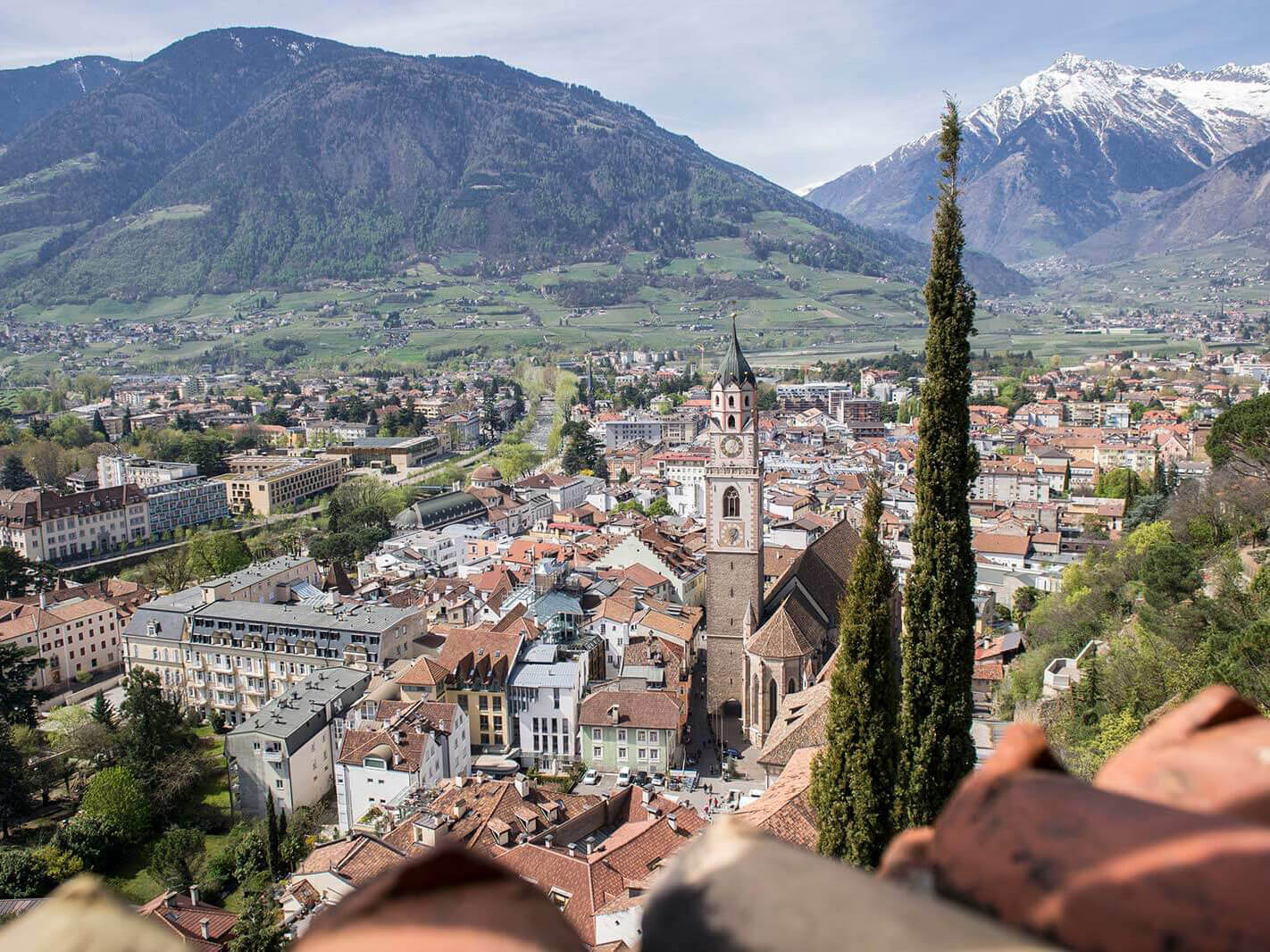 Blick auf die Kurstadt Meran - Hotel Patriarch
